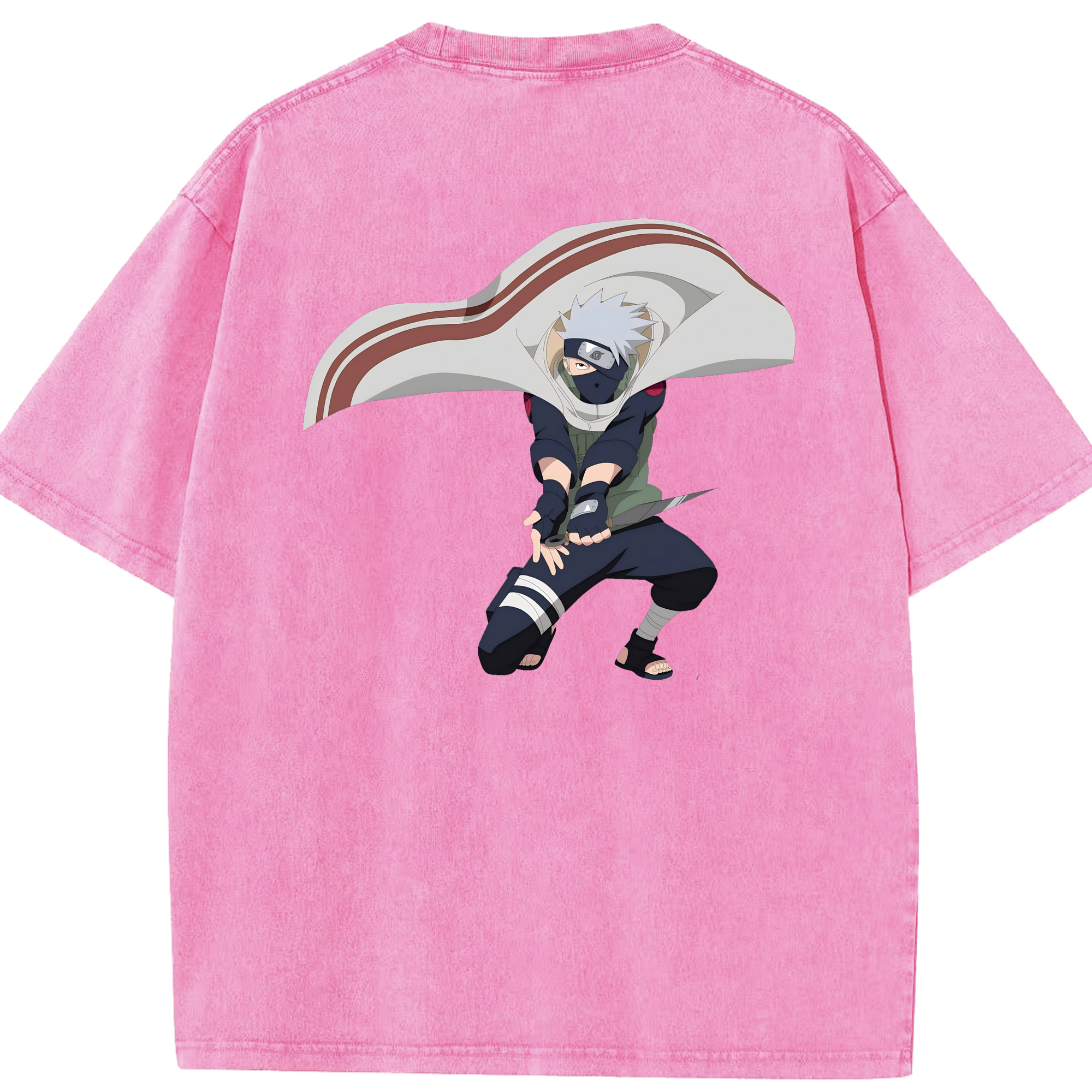 （画像用） NARUTO -ナルト- はたけ カカシ Hatake Kakashi 綿100% ヴィンテージ風 半袖Tシャツ（背面プリント）
